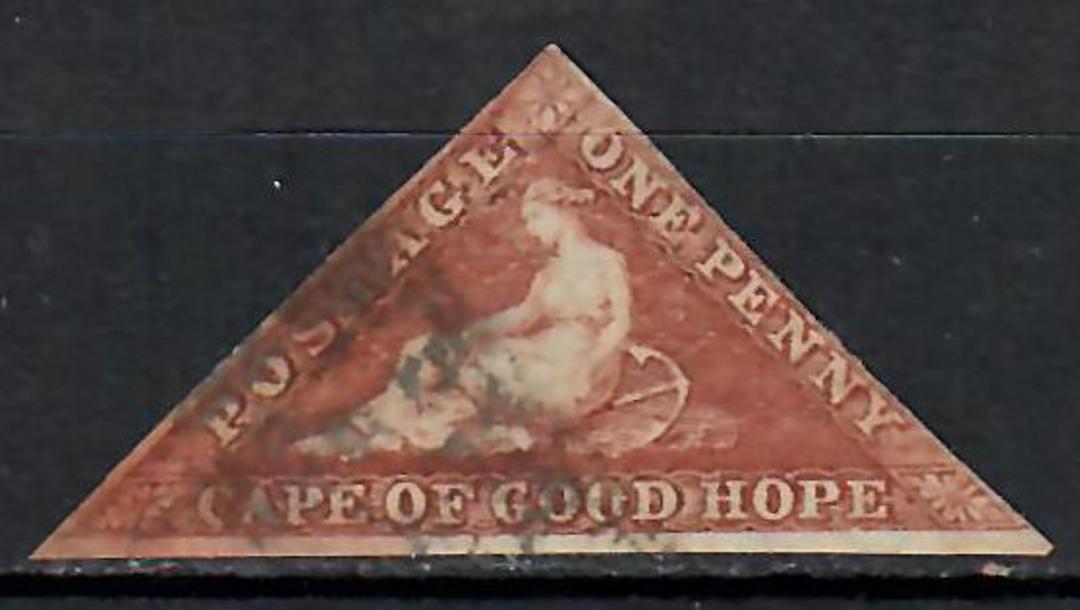 CAPE OF GOOD HOPE 1863 Triangle 1d Deep Carmine -Red. Has full margins. Stain at bottom left in the colour of the stamp. Reasona image 0