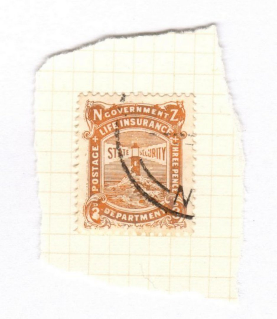 NEW ZEALAND 1905 Life Insurance 3d Light Brown with the HREE flaw of Row 7/11. - 74012 - VFU image 0
