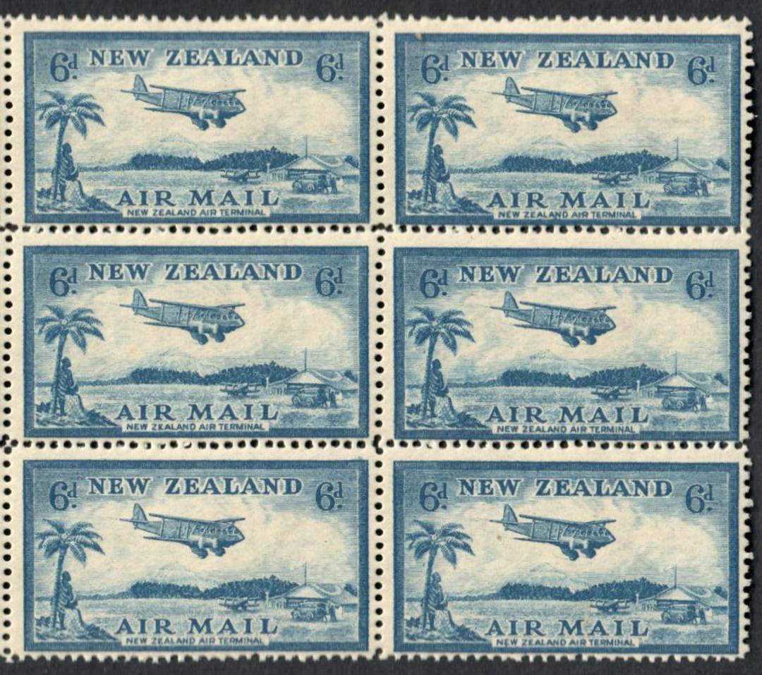 NEW ZEALAND 1935 Airmail 6d Blue. Block of 6.                             OR available as a block of 12 with 57816. - 57817 - UH image 0