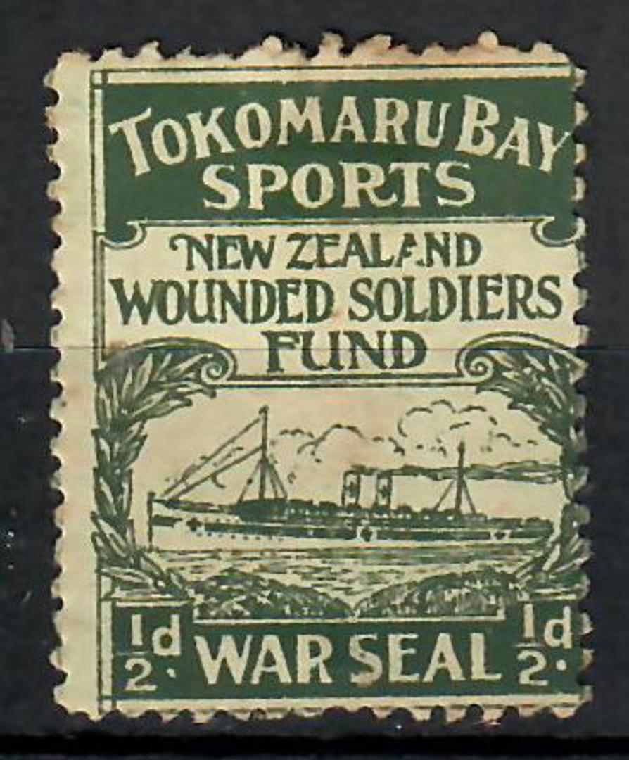 NEW ZEALAND CINDERELLA Patriotic Label Tokomaru Bay Sports New Zealand Wounded Soldiers Fund War Seal. - 70519 - Cinderellas image 0