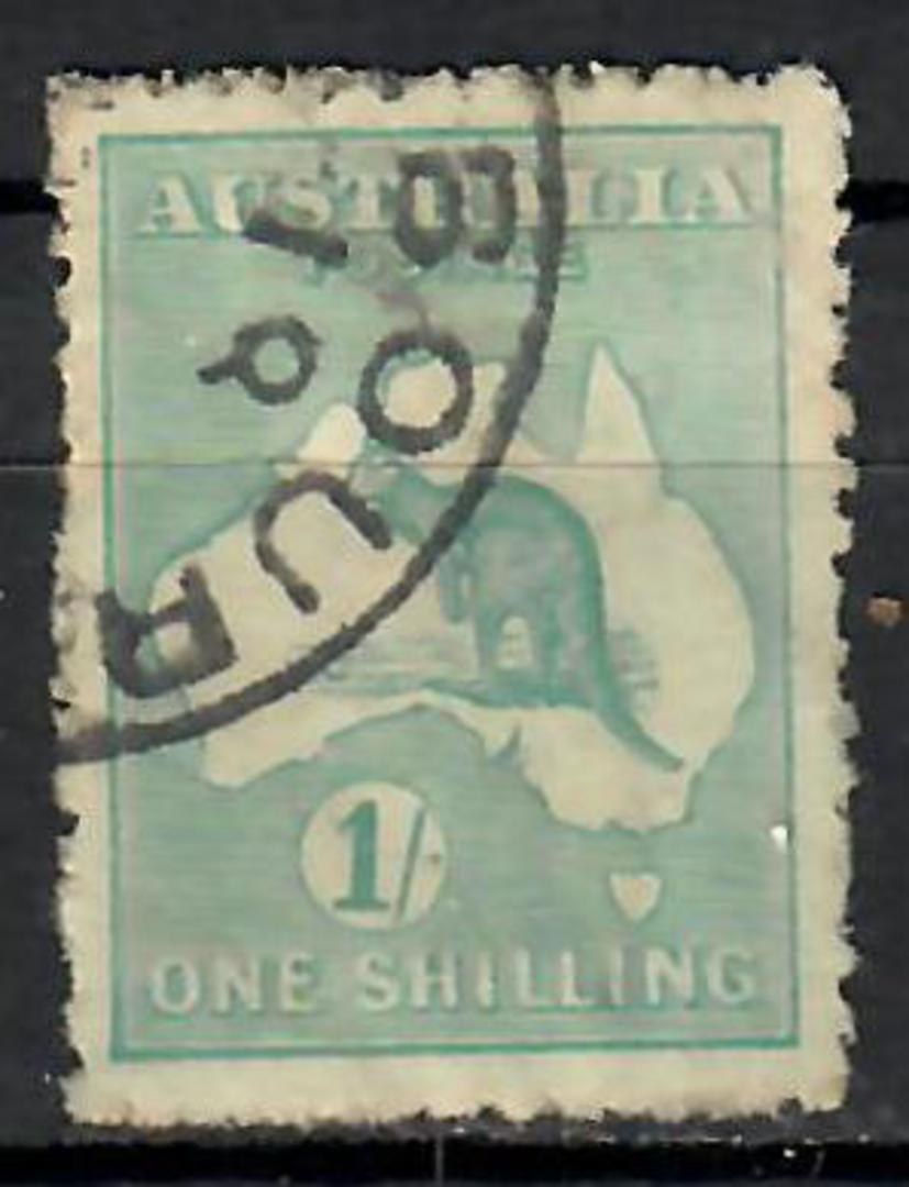 AUSTRALIA 1913 1/- Emerald. Wmk W2. Nice cds. Clean Usual rough perfs. Very acceptable copy. - 70890 - UHM image 0