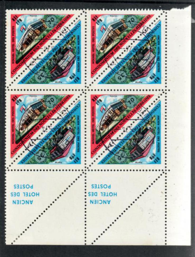 NOUVELLES HEBRIDES 1974 New Post Office. Block of 8 in joined pairs. - 20258 - VFU image 0