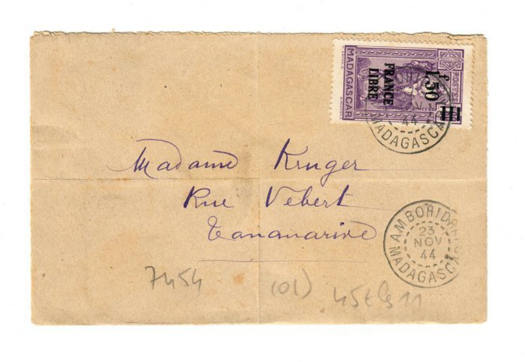 MADAGASCAR 1944 Letter from Amboridra to Tananarive. - 37679 - PostalHist image 0