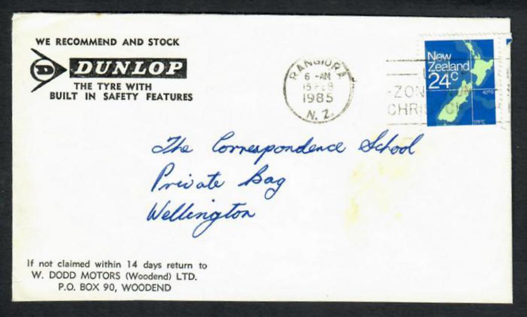 NEW ZEALAND 1985 Cover Dunlop. W Dodd Motors (Woodend) Ltd. - 31417 - PostalHist image 0