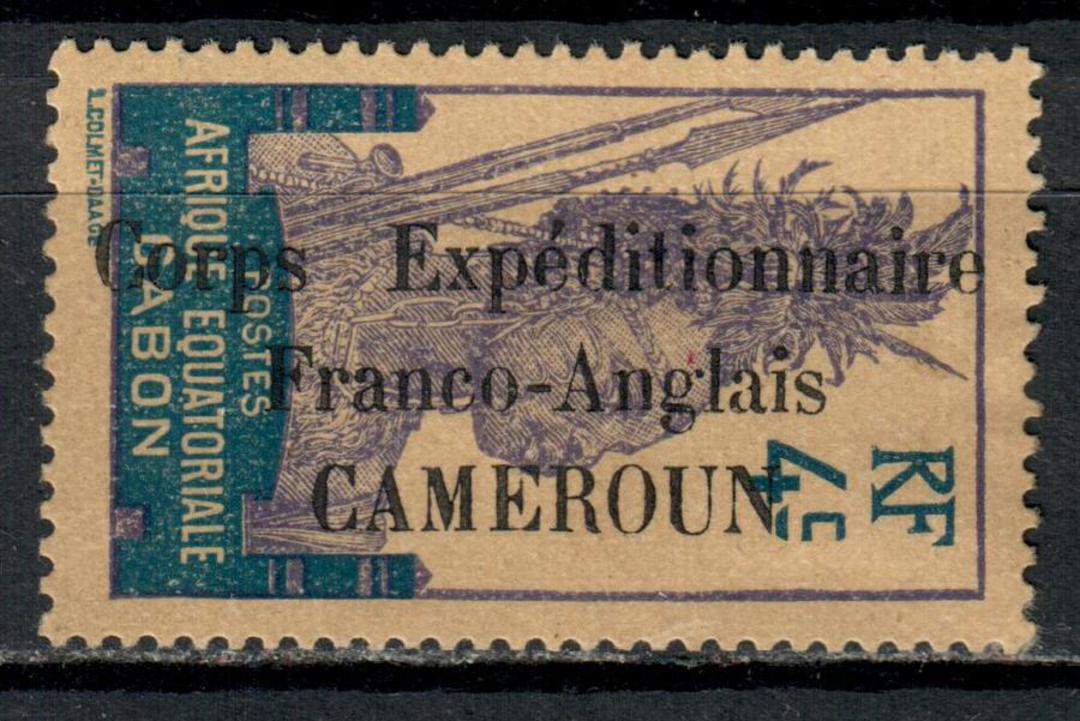 CAMEROUN 1915 Expeditionary Force Overprint on Gabon 4c Violet and Dull Blue. Well centred copy of this difficult stamp with som image 0
