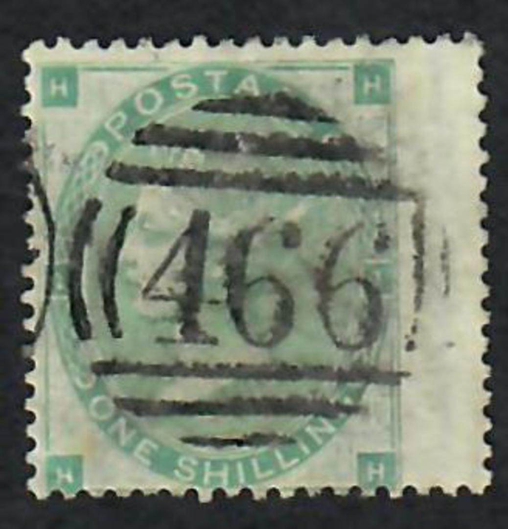 GREAT BRITAIN 1862 Definitive 1/- Green. Thick paper. Right wing margin. Very fine. Postmark 466 in oval bars. Good perfs. - 702 image 0