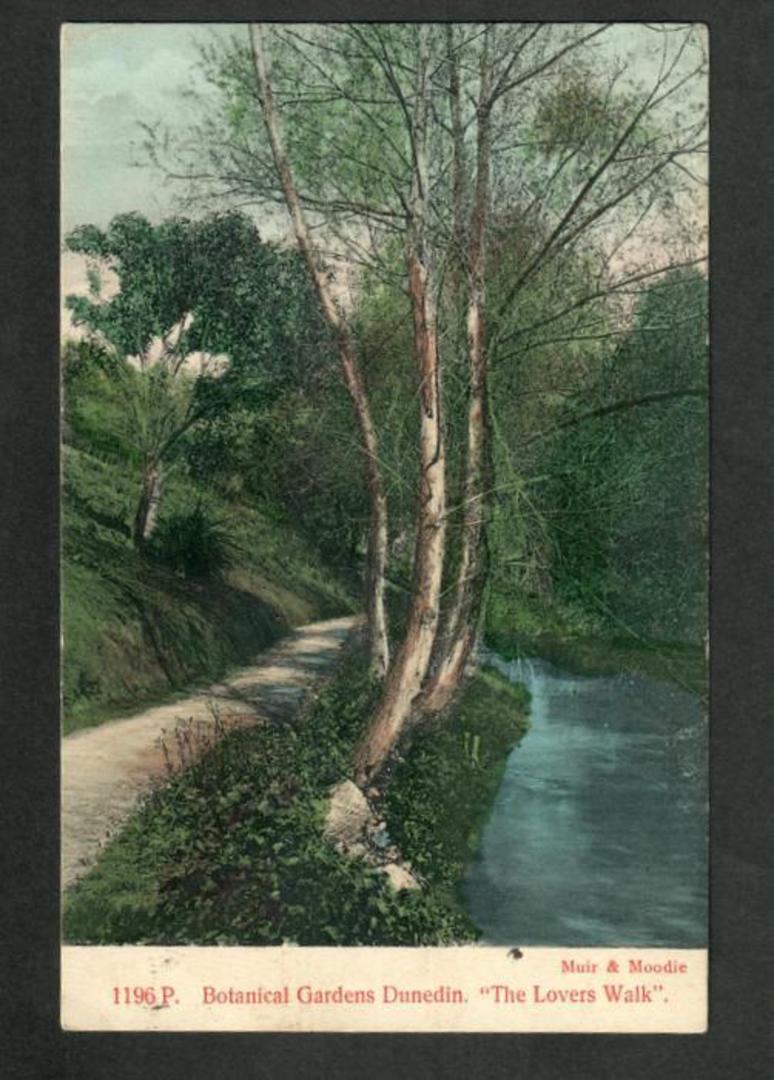 Coloured postcard by Muir and Moodie of Lovers' Walk Botannical Gardens Dunedin. - 249133 - Postcard image 0