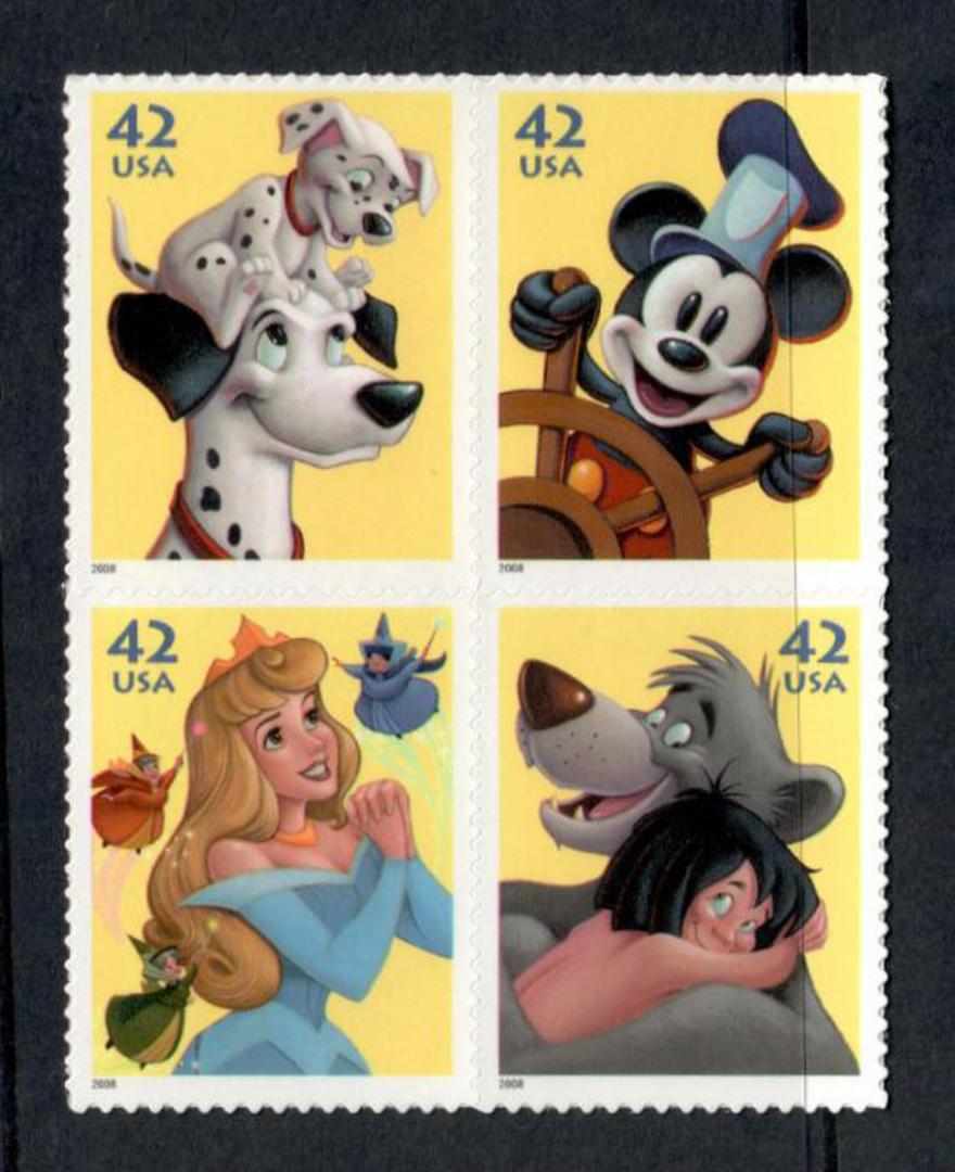 USA 2008 Disney Cartoon Characters. Self Adhesive. Block of 4. - 58123 - UHM image 0