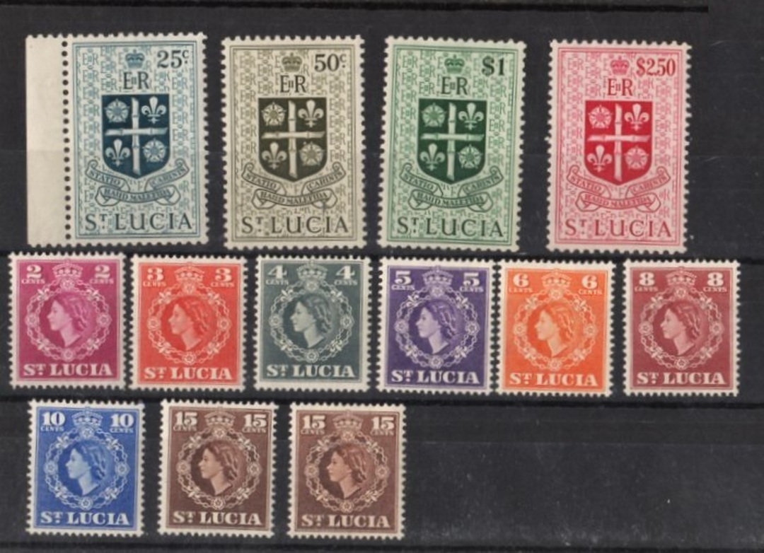 ST LUCIA 1953 Elizabeth 2nd Definitives. Set of 13. - 22518 - LHM image 0