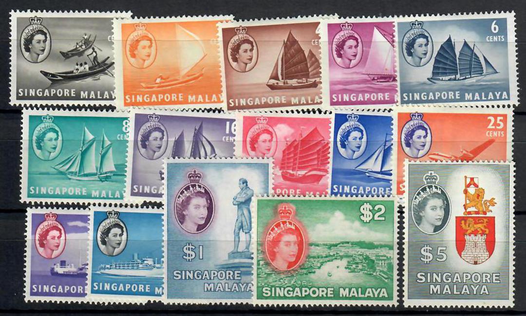 SINGAPORE 1955 Elizabeth 2nd Definitives. Set of 15. - 21956 - Mint image 0