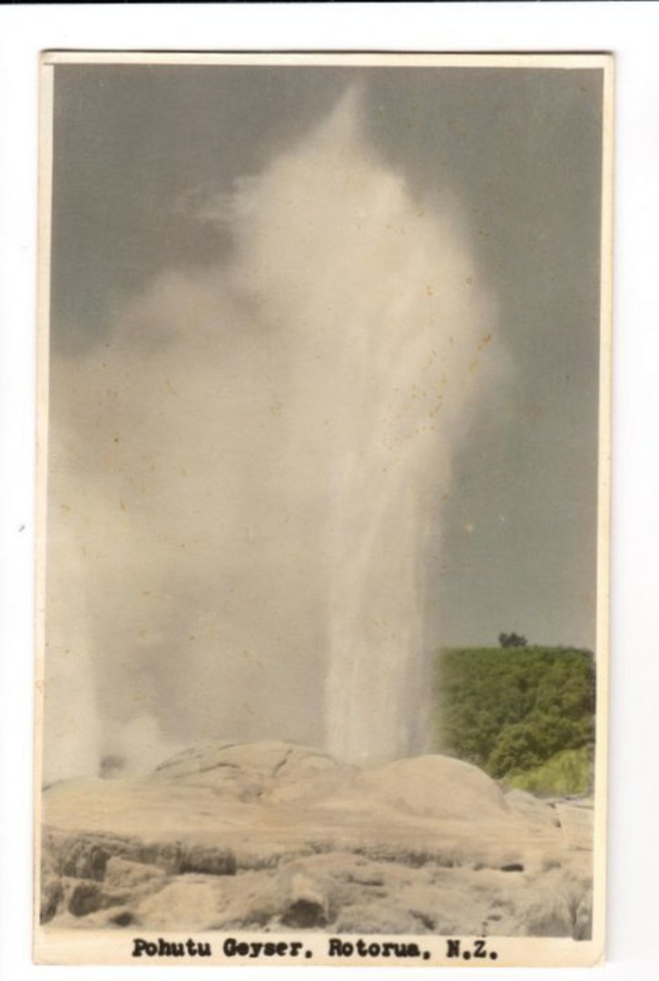 Tinted Postcard by N S Seaward of Pohutu Geyser. - 46145 - Postcard image 0