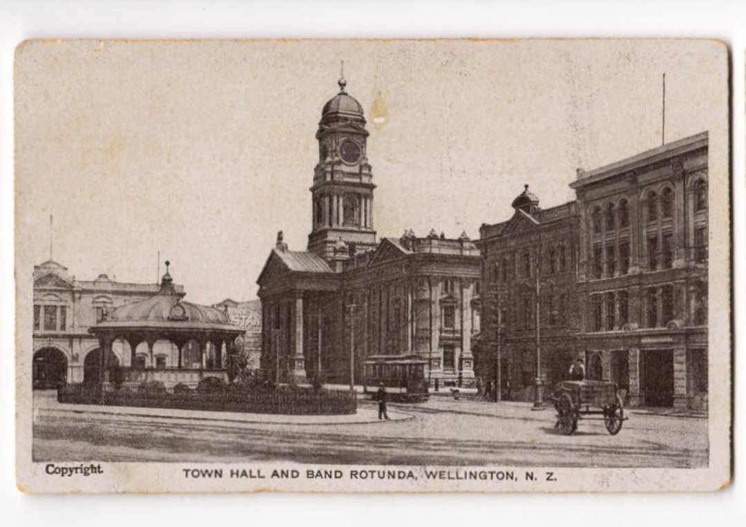 Postcard of Town Hall and Band Rotunda Wellington. - 247335 - Postcard image 0
