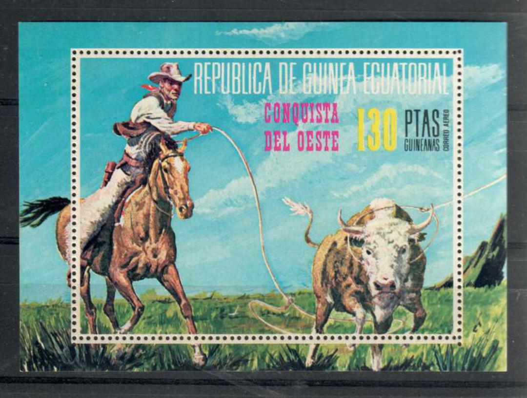 EQUATORIAL GUINEA Miniature sheet with excellent action picture of cattle beast. - 20259 - UHM image 0