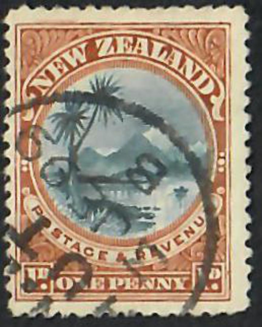 NEW ZEALAND 1898 Pictorial 1d Lake Taupo. Plate 2 re-entry U/L iv. - 3596 - Used image 0