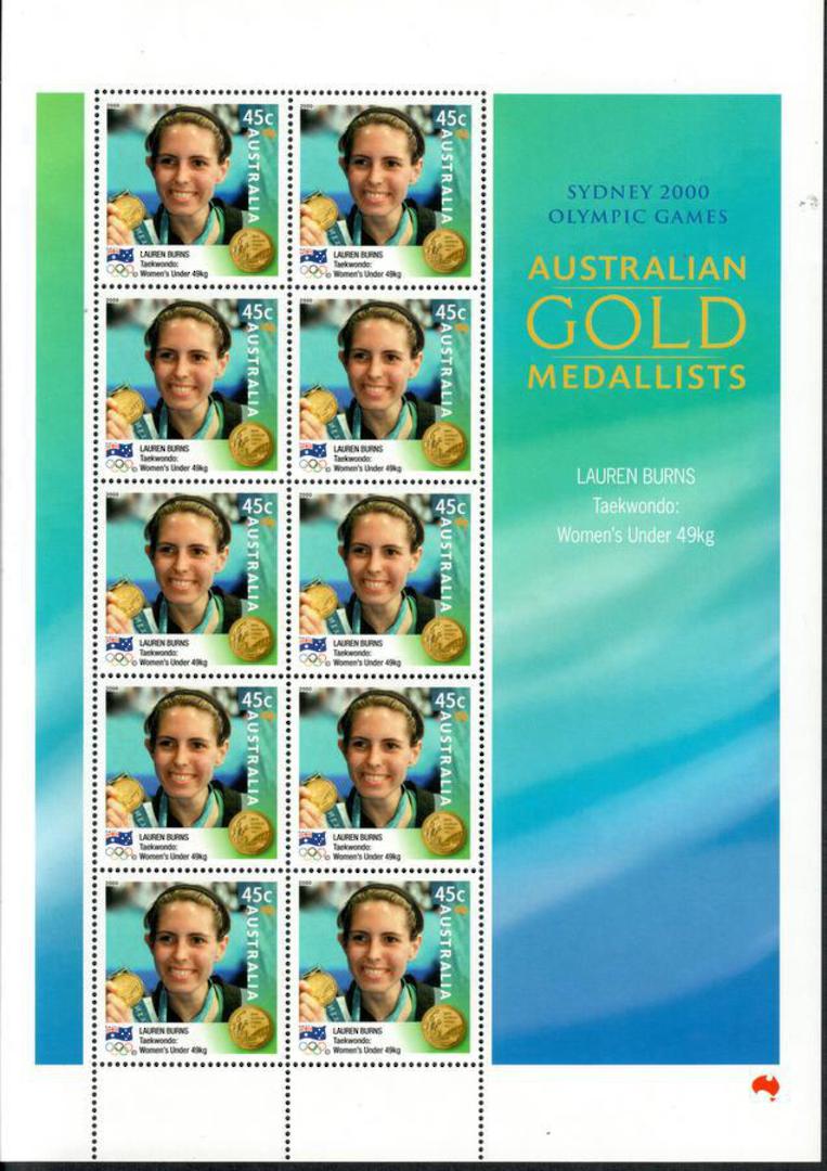 AUSTRALIA  2000 Gold Medalists. Hackett Women Water Polo Aitkenweather Freeman Cook Burns Hockey Armstrong. 8 sheetlets each of image 7