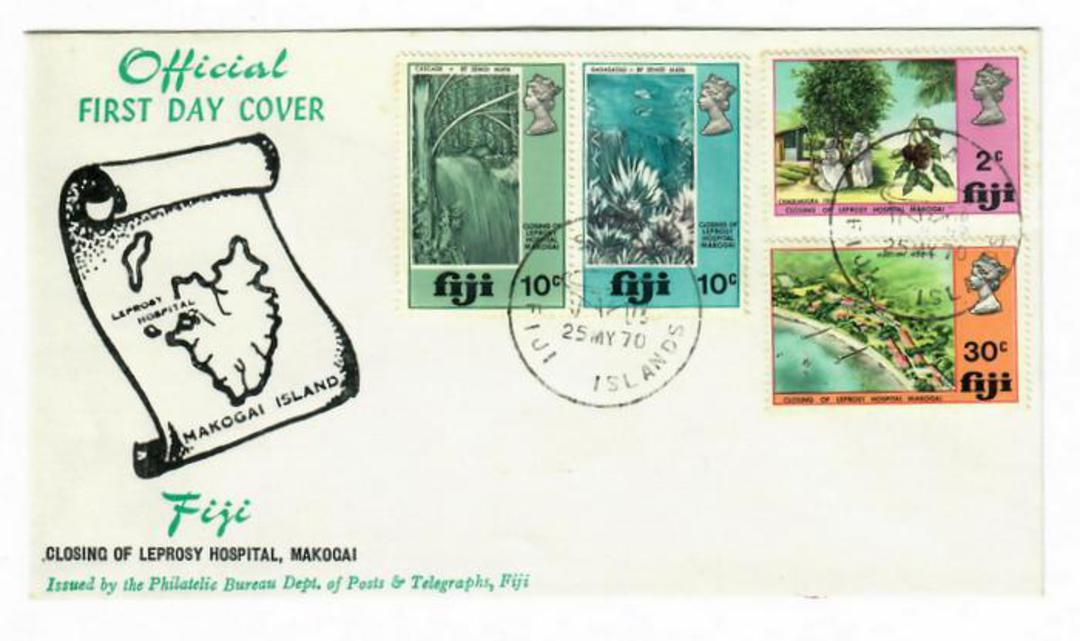 FIJI 1970 Closing of the Leprosy Hospital. Set of 4. Includes the joined pair on first day cover. - 32134 - FDC image 0