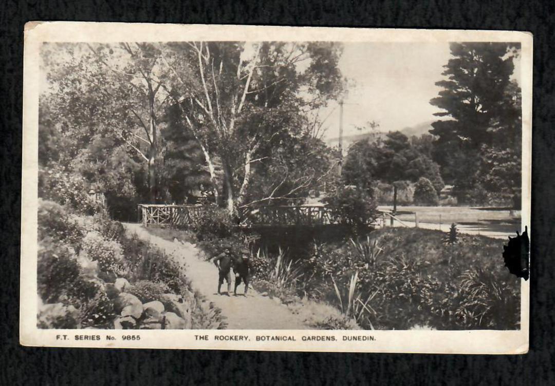 Real Photograph of The Rockery Botannical Gardens Dunedin. Ink stain. - 49134 - Postcard image 0