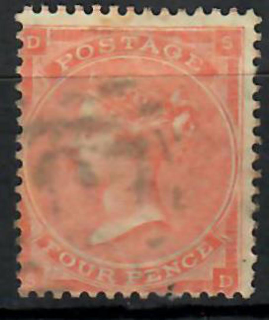 GREAT BRITAIN 1862 4d Pale Red. Good perfs.Centred south and west. Light postmark. - 70420 - VFU image 0
