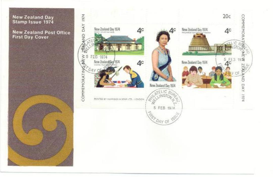 NEW ZEALAND 1974 New Zealand Day. Miniature sheet on first day cover. - 520524 - FDC image 0