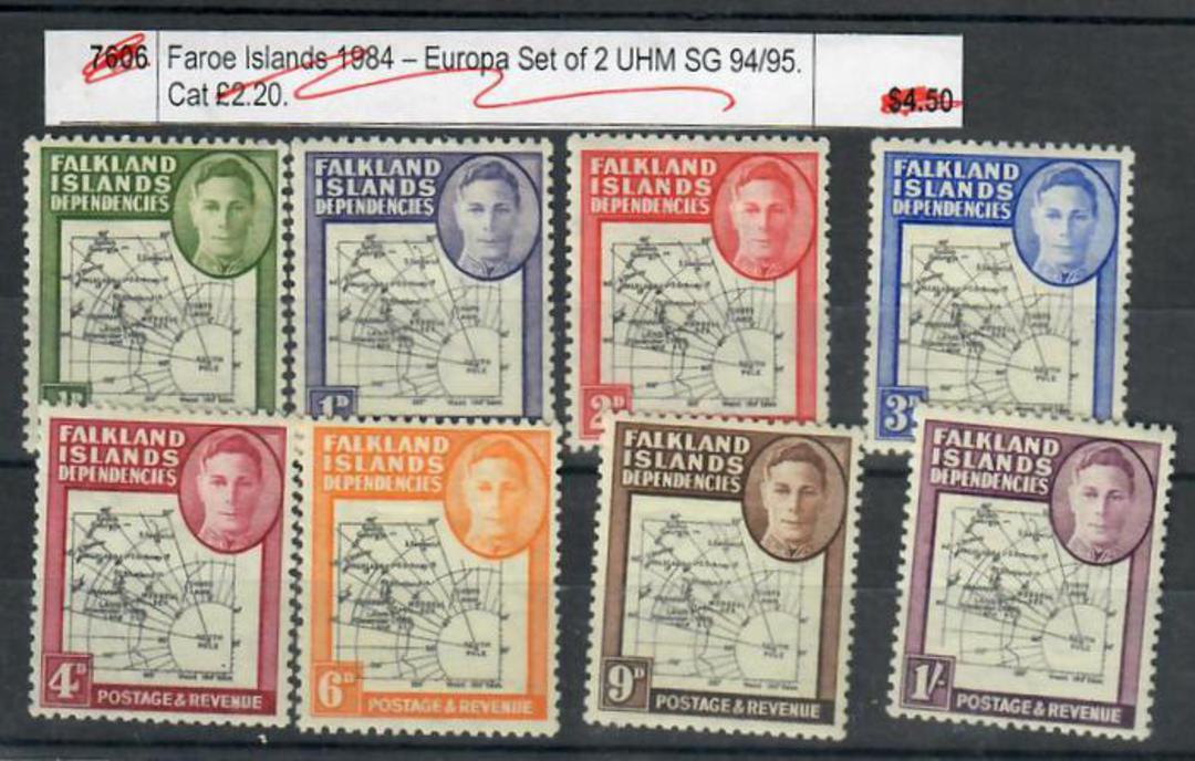 FALKLAND ISLANDS DEPENDENCIES 1946 Geo 6th Definitives. Set of 8. Maps "Thick and Coarse". - 21570 - Mint image 0