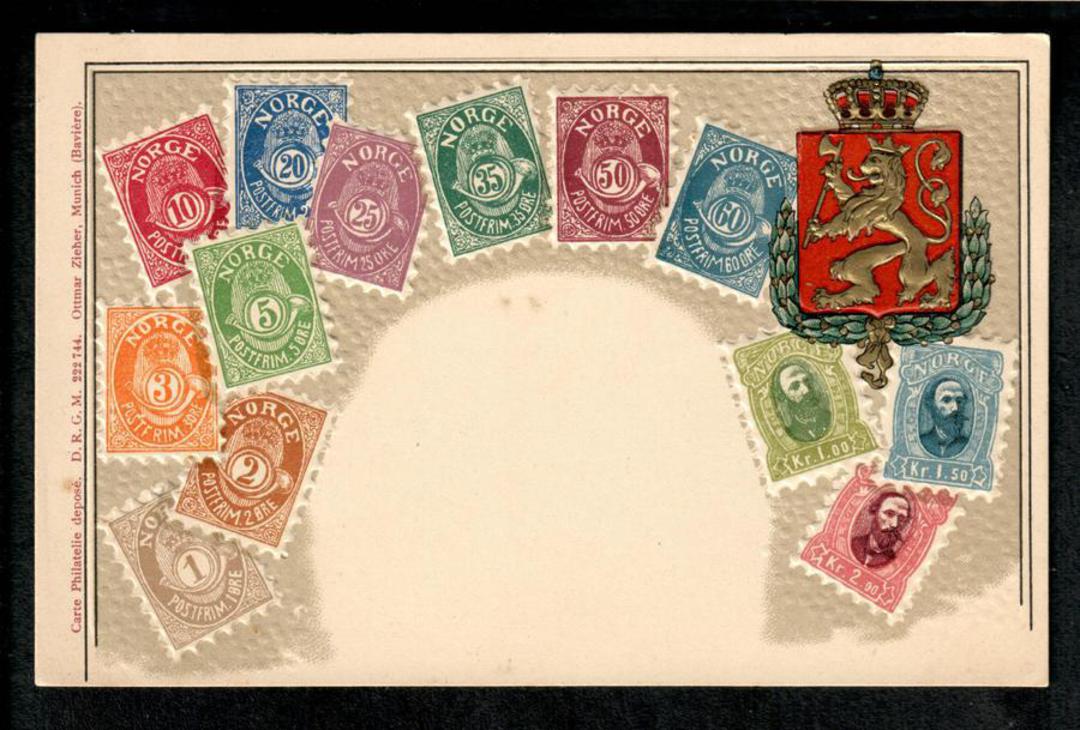 NORWAY Coloured postcard featuring the stamps of Norway. - 42124 - Postcard image 0