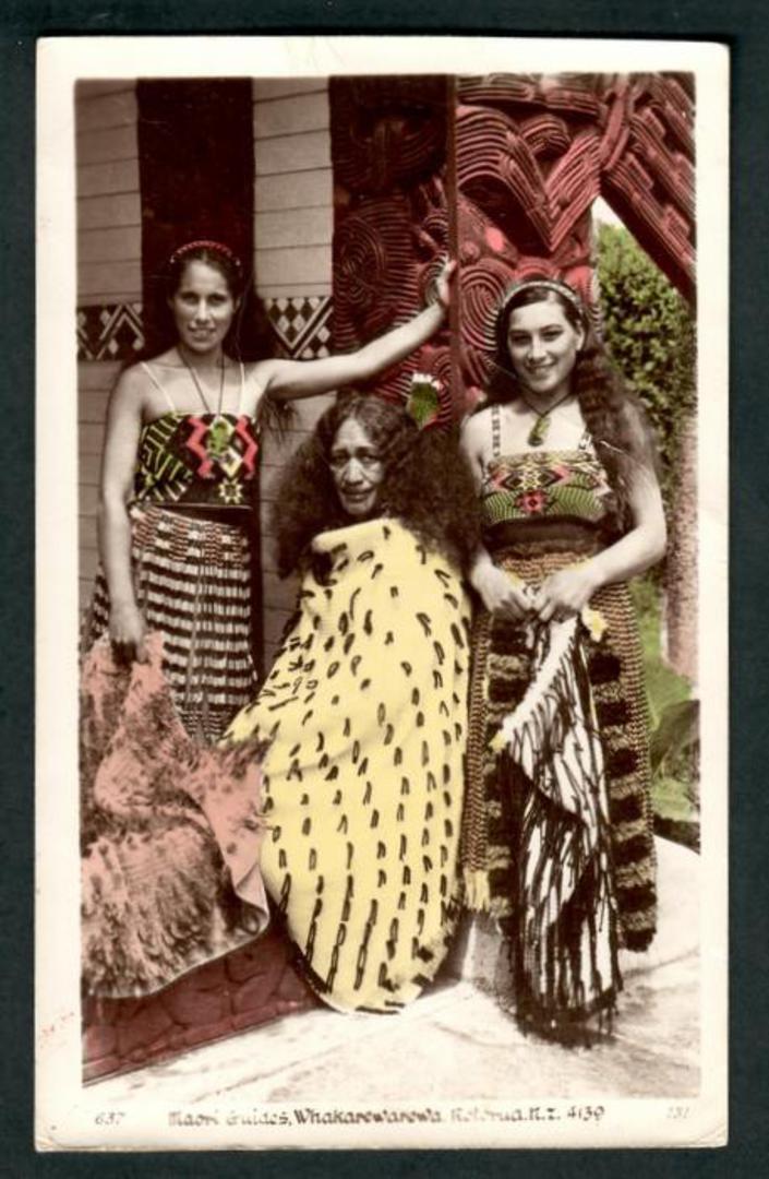 Tinted Real Photograph by A B Hurst & Son of Maori Guides Whakarewarewa. - 49574 - Postcard image 0