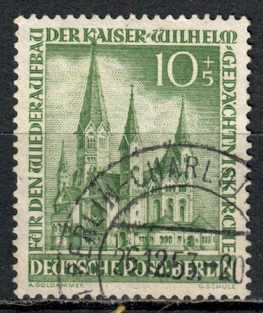 WEST BERLIN 1953 Kaiser Wilhelm Memorial Church Reconstruction Fund. 10pf + 5pf Green. - 71371 - FU image 0