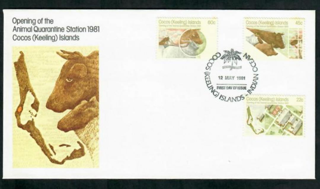 COCOS (KEELING) ISLANDS 1981 Opening of the Animal Quaratine Station. Set of 3 on first day cover. - 30592 - FDC image 0