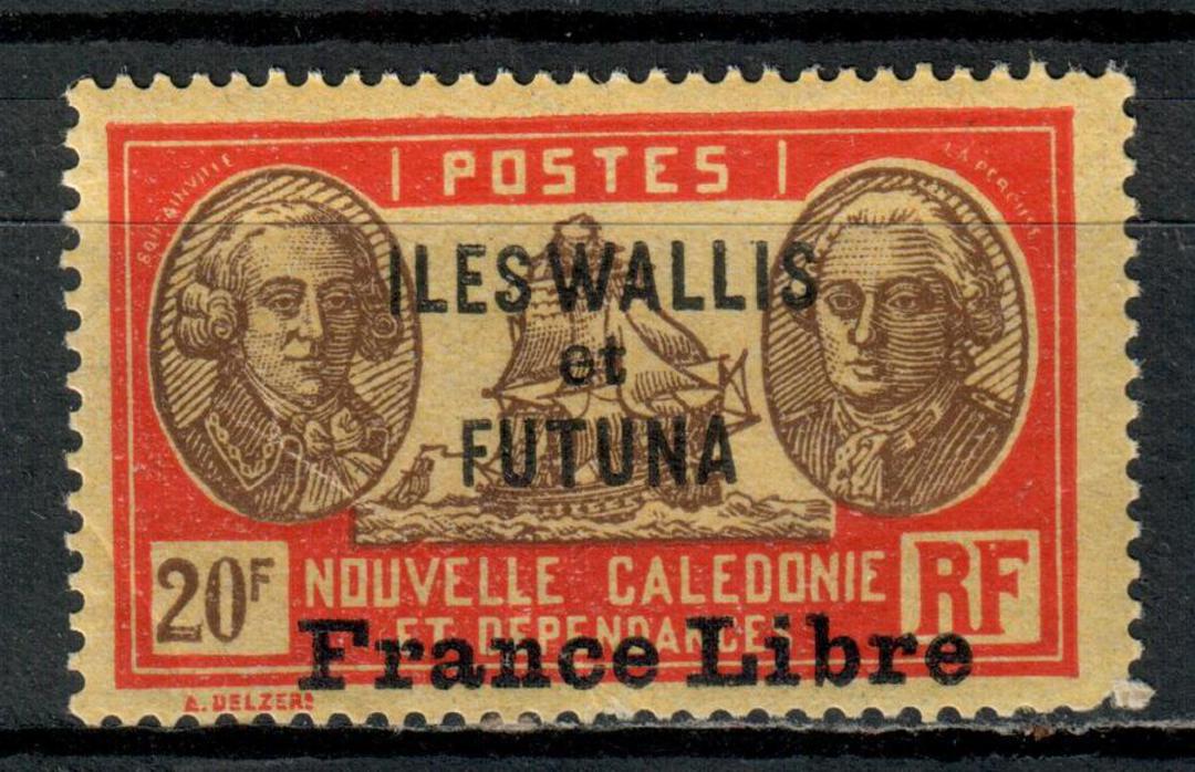 WALLIS and FUTUNA ISLANDS 1941 France Libre 20fr Brown and Scarlet on yellow. Slight gum crease. - 71197 - UHM image 0