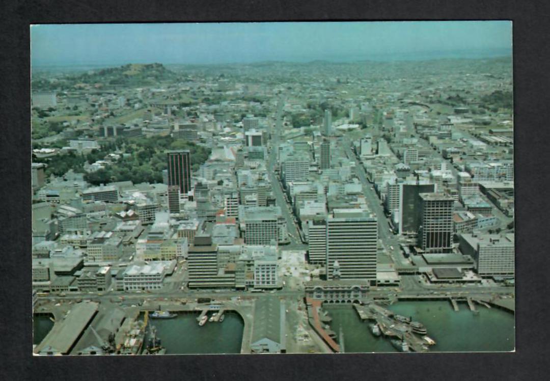 Modern Coloured Postcard by Gladys Goodall of the Auckland Waterfront from the air. - 444180 - Postcard image 0