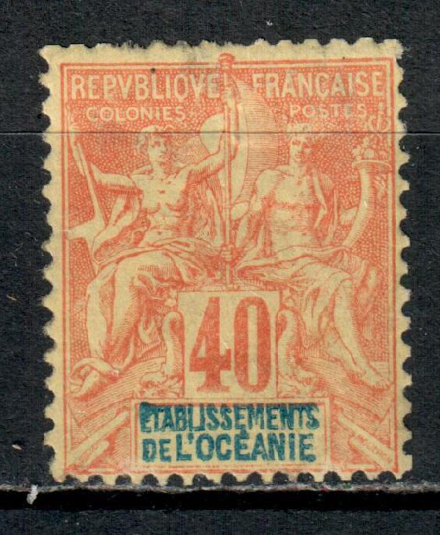 FRENCH OCEANIC SETTLEMENTS 1892 Definitive "Tablet" type 40c Red on yellow. The reverse is lightly hinged with good gum. The onl image 0