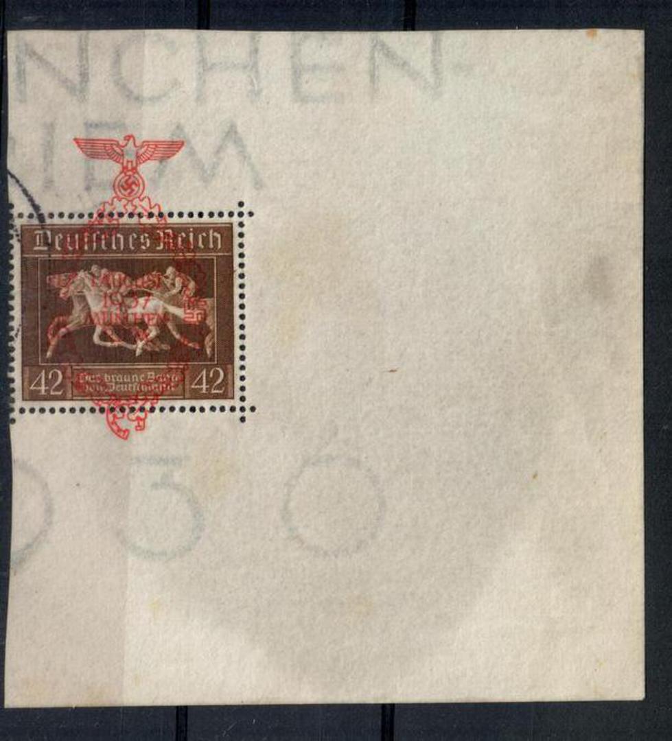 GERMANY 1937 Brown Ribbon of Germany. The miniature sheet of 1936 overprinted in red as described in the SG listing. This is at image 0