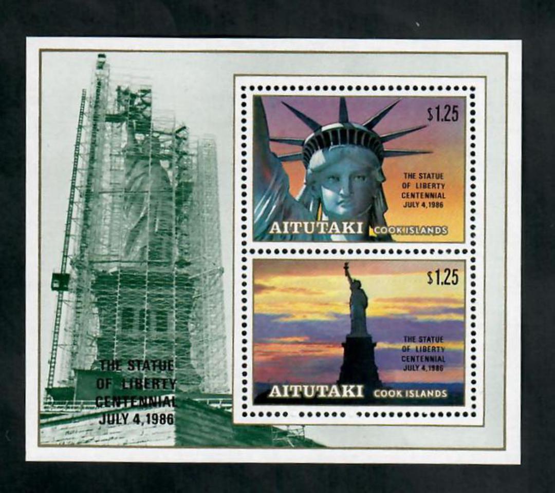 AITUTAKI 1986 Centenary of the Statue of Liberty. Set of 2 and miniature sheet. - 50831 - UHM image 0