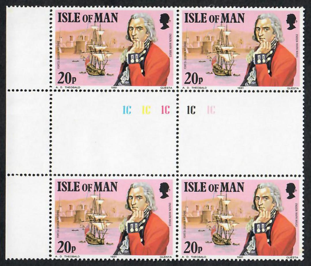 ISLE OF MAN 1981 150th Anniversary of the Death of Colonel Mark Wilks. Block of 4 in Gutter Pairs. (or Set of 4 @ $2). - 23215 - image 1