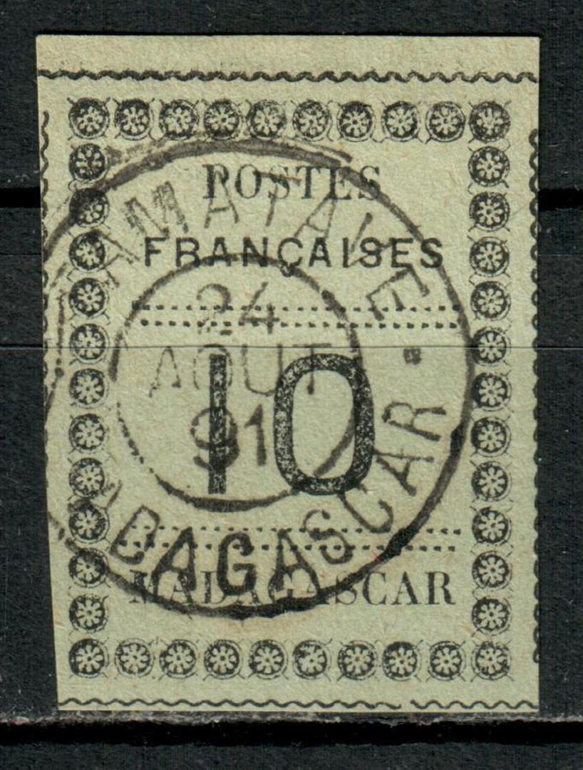 FRENCH POST OFFICES IN MADAGASCAR 1891 Definitive 10c Black on blue. Not full margins but attractive with a lovely postmark. - 3 image 0