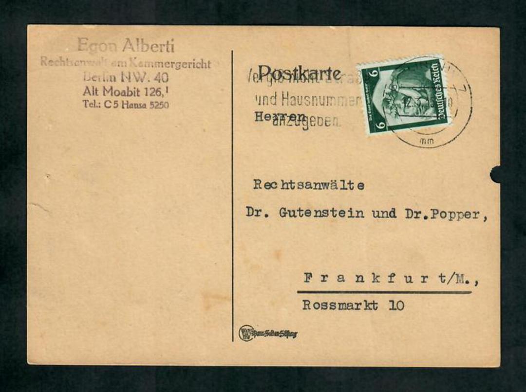 GERMANY 1935 Commercial postcard. - 31306 - PostalHist image 0