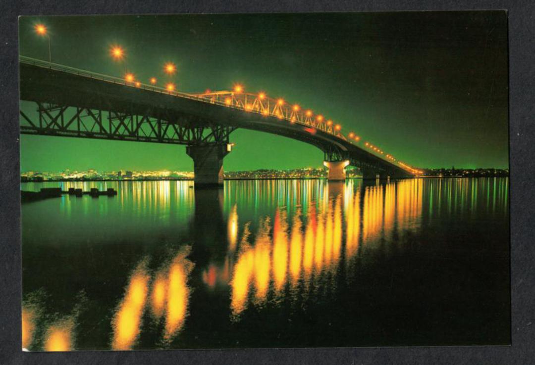 Modern Coloured Postcard by Gladys Goodall of Auckland Harbour Bridge at night. - 444402 - Postcard image 0