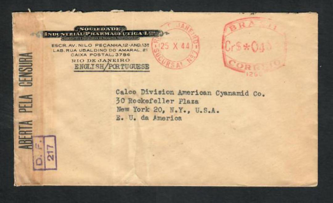 BRAZIL 1944 Cover to USA. Censored in Brazil. - 32349 - PostalHist image 0