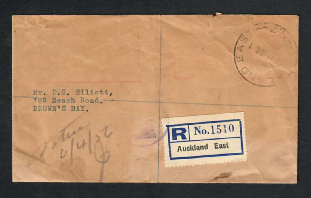 NEW ZEALAND 1956 Registered Letter from Auckland East to Browns Bay. - 31519 - PostalHist image 0