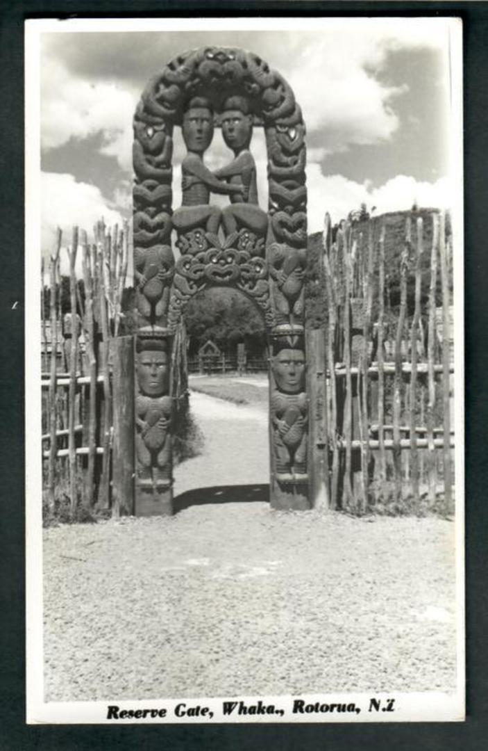 Real Photograph by N S Seaward of the Reserve Gate Whakarewarewa. - 49693 - Postcard image 0