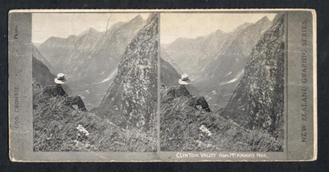 Stereo card New Zealand Graphic series of Clinton Valley from McKinnon Pass. - 140048 - Postcard image 0