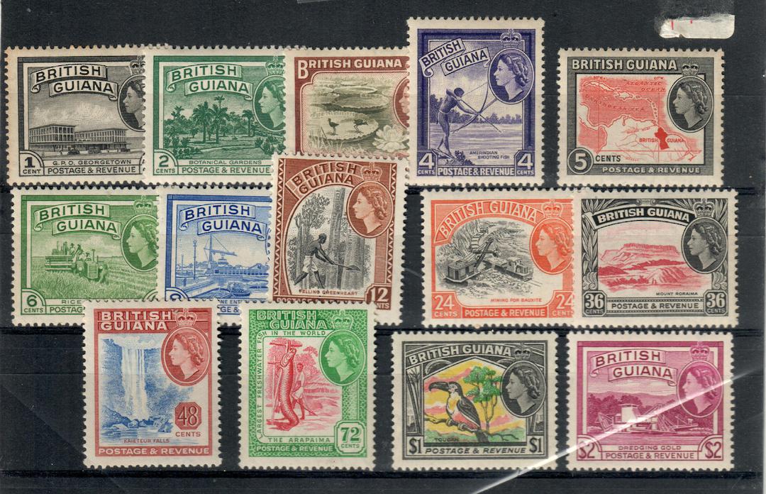 BRITISH GUIANA 1954 Elizabeth 2nd Definitives. Set of 15. Very lightly hinged. Some never hinged. - 20887 - LHM image 0