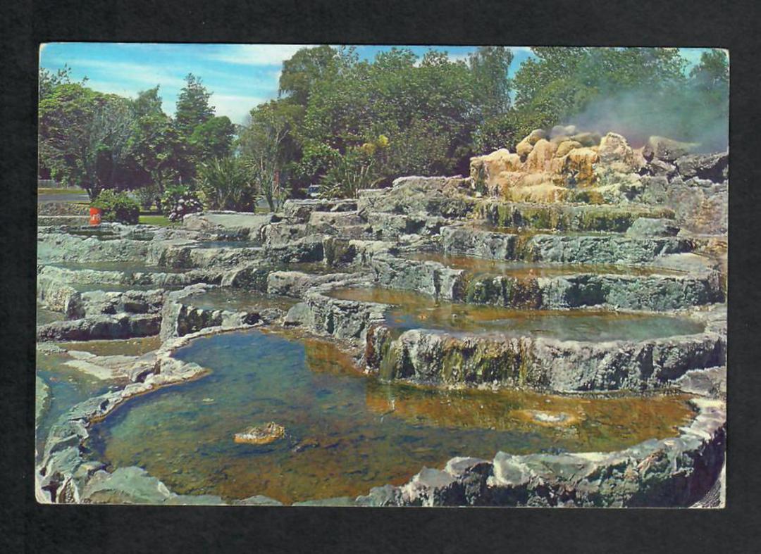 Modern Coloured Postcard by Gladys Goodall of the thermal terraces opposite the gardens in Rotorua. - 444032 - Postcard image 0