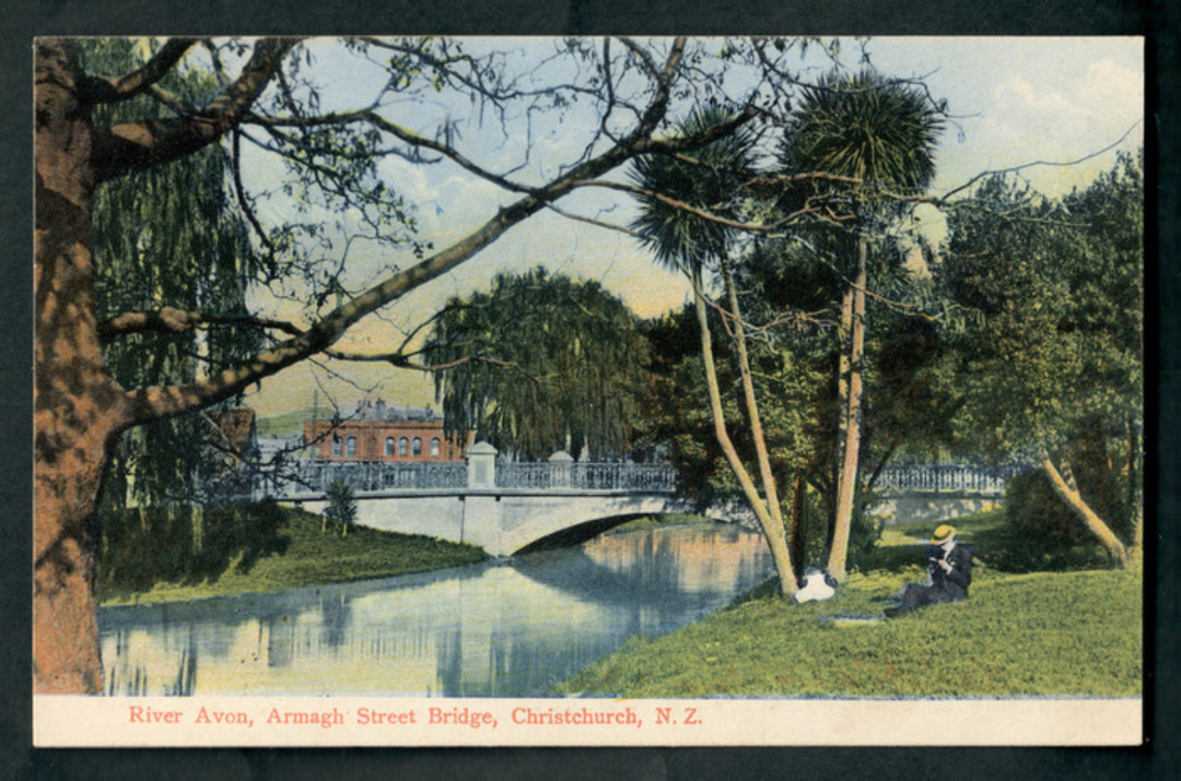 Coloured Postcard of Armagh Street Bridge Christchurch. - 48320 - Postcard image 0