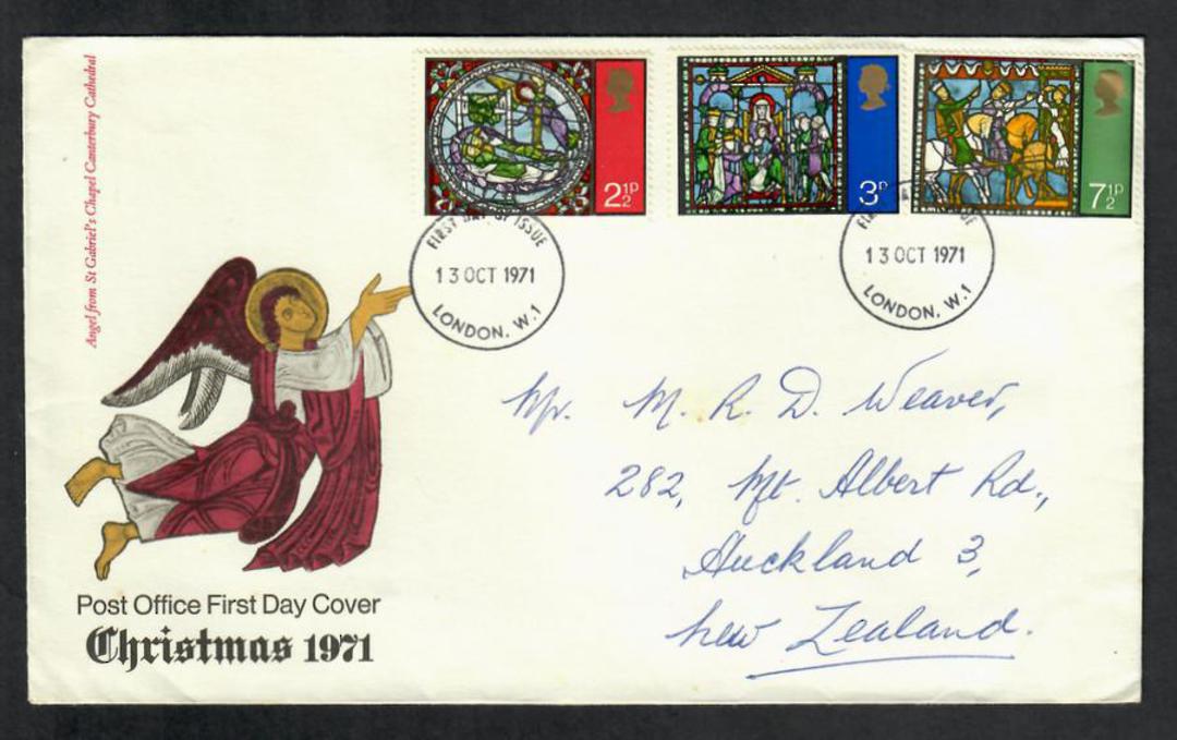 GREAT BRITAIN 1971 Christmas. Set of 3 on first day cover. - 530399 - FDC image 0