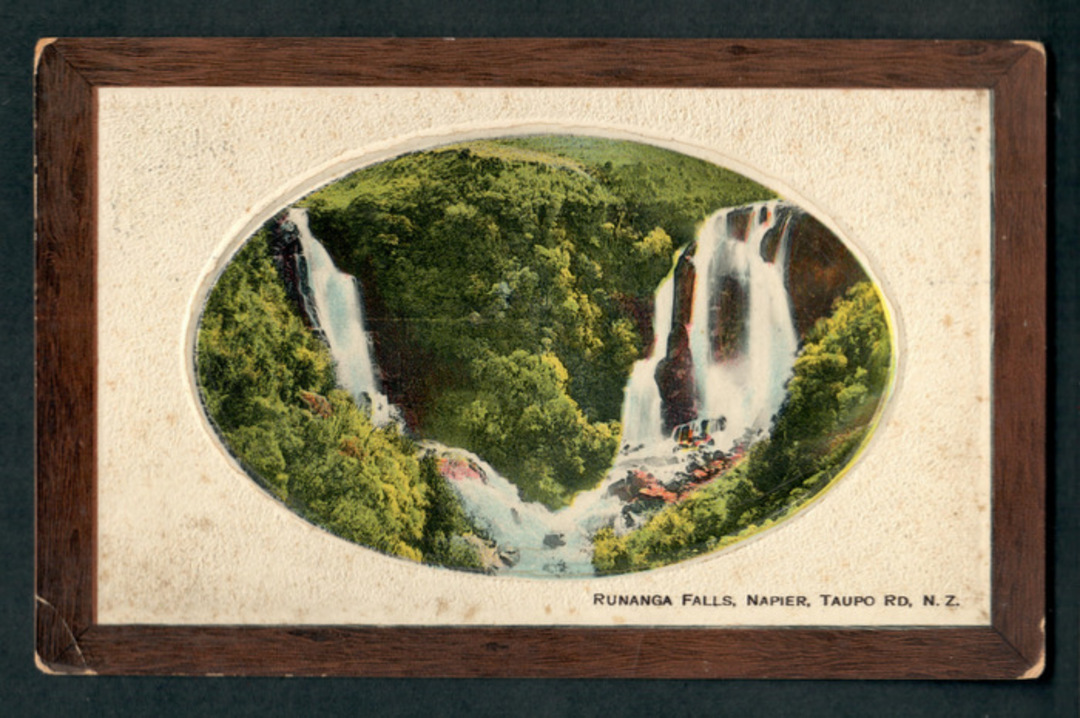 Coloured postcard of Runanga Falls Napier Taupo Road. - 46792 - Postcard image 0