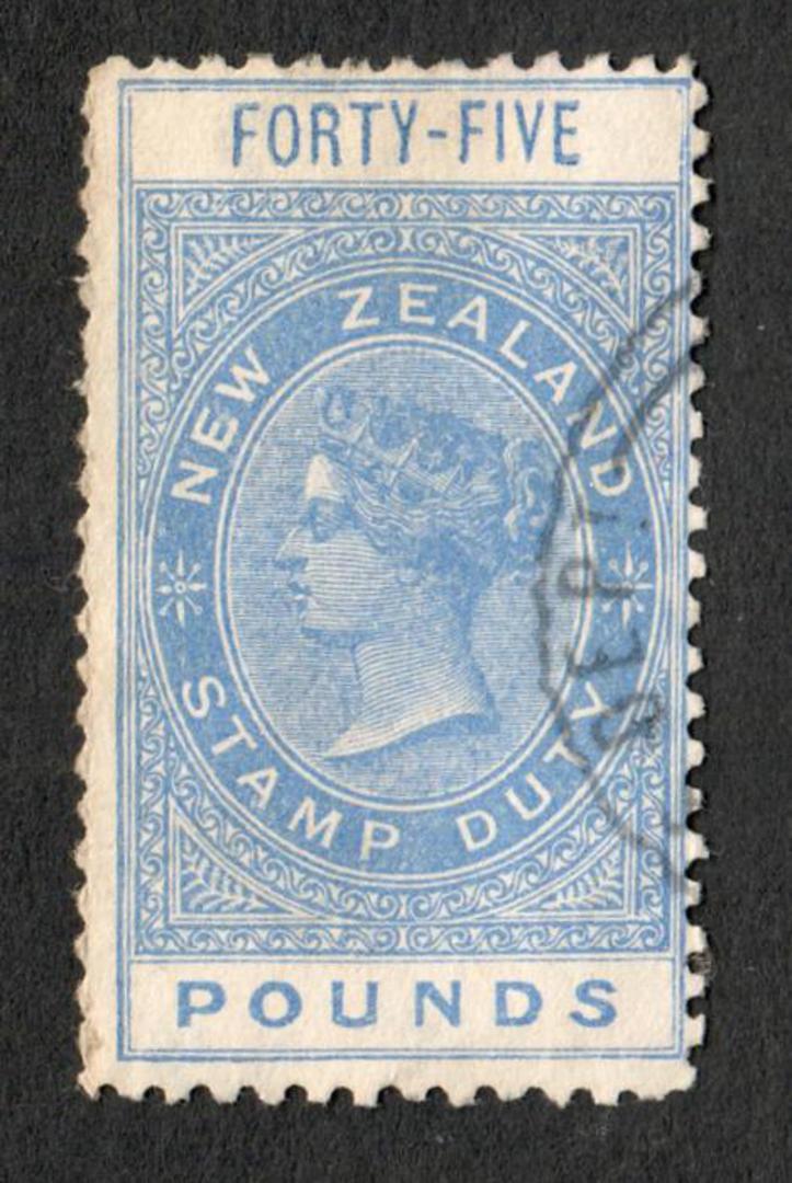 NEW ZEALAND 1880 Victoria 1st Long Type Fiscal £45 Blue with beautiful circular DEPT cancel. Unpunched. Superb item. - 4100 - VF image 0