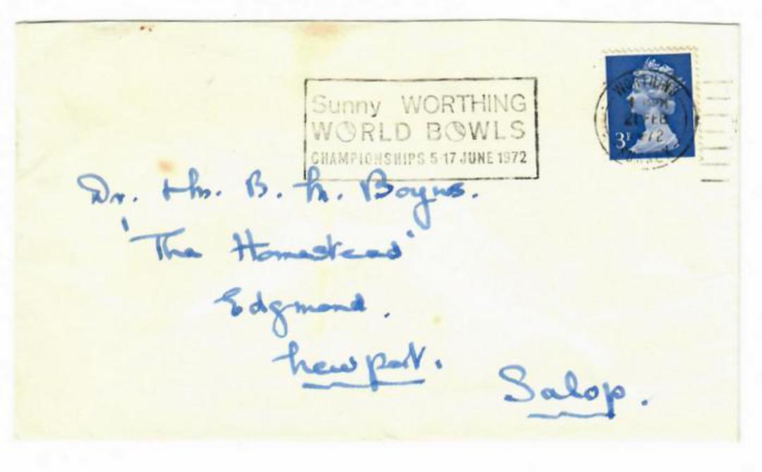 GREAT BRITAIN 1972 World Bowls Championships. Special Postmark. - 30301 - PostalHist image 0