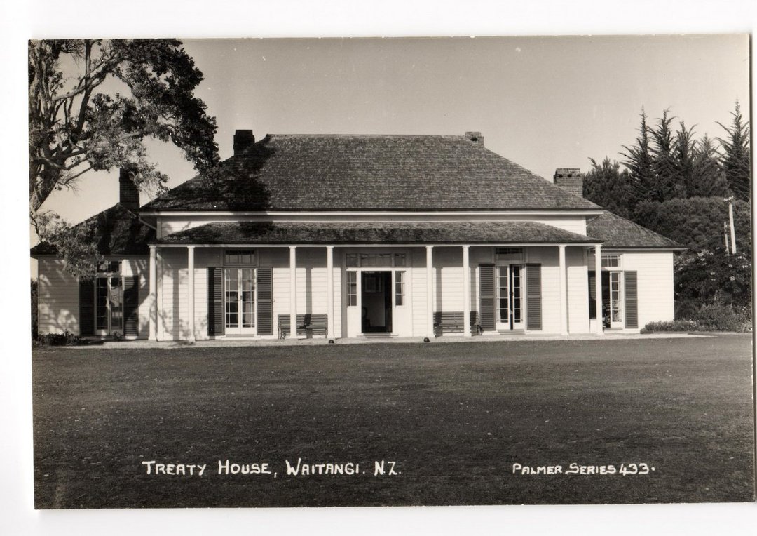 Real Photograph by T G Palmer & Son of Treaty House Waitangi. - 44863 - Postcard image 0