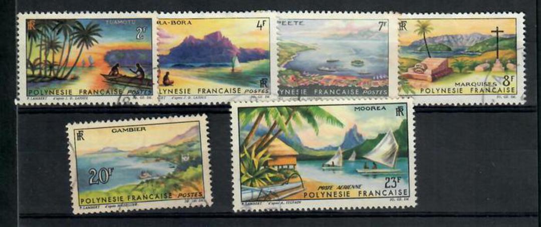 FRENCH POLYNESIA 1964 set of 6 Landscapes. Ships. - 20169 - VFU image 0